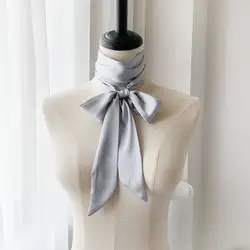 Elegant Silk Satin Hair Scarf and Fashion Accessory (Silver)
