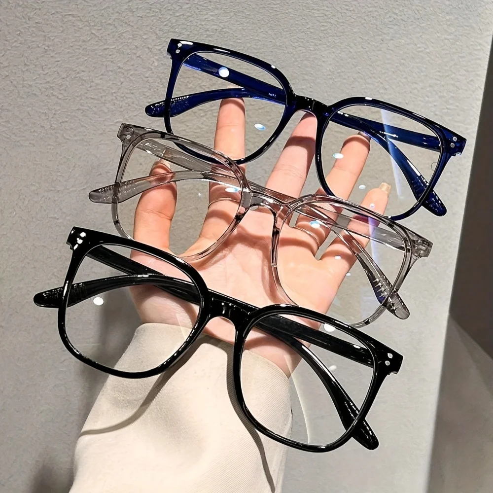 KLASSNUM Anti-Blaulicht-Dekorationsbrille für Damen, transparent, großer quadratischer Rahmen, Computer-Flachlicht-Modebrille 2026 – Detail 11