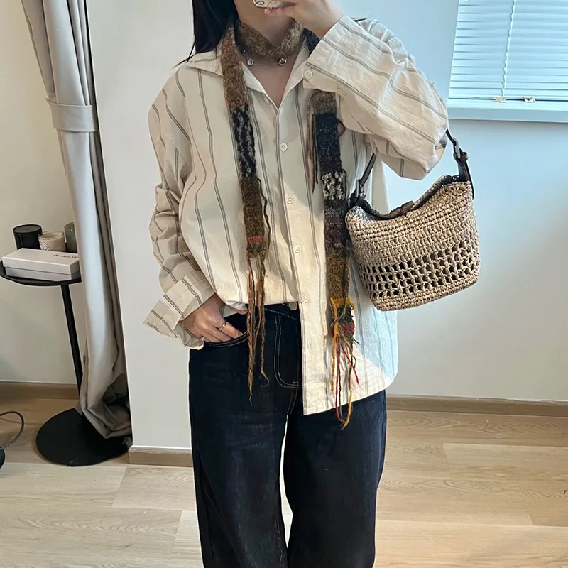 Fashion New Horizontal Square Lafite Straw Woven Handheld Women's Bag 2025 Summer Beach Vacation Beach Bag Trendy