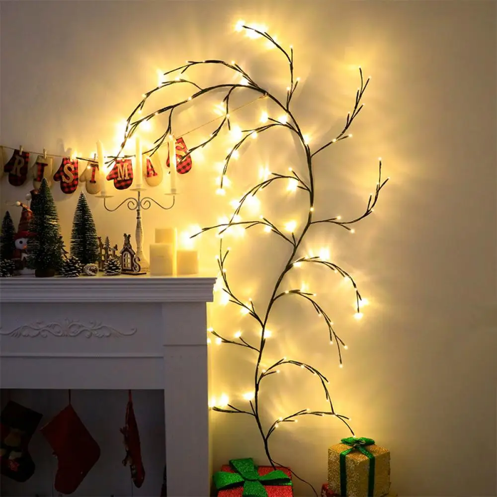 

144 LEDs Rattan Light Enchanted Willow Vine Lamp Flexible DIY Christmas Light for Room Wall Wedding Party Bookshelf Mantel Decor