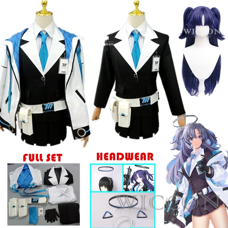 

Anime Blue Archive Hayase Yuka Cosplay Costume for Women Black JK Uniform Belt with Waist Bag Socks Girl Halloween Daily Outfits