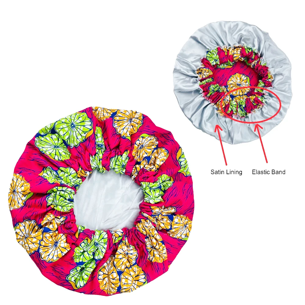 New Extra Large Satin Lined Bonnet Women Big Size Beauty Print Satin Silk Bonnet Sleep Night Cap Head Cover Bonnet Hat Wholesale