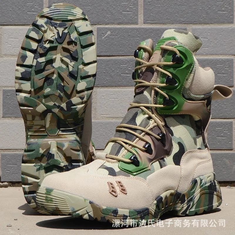 

2023 Popular Tactical Boots For Mens Camouflage Military Combat Boots Men Top Quality Military Shoes Man Anti Slip Hunting Boots