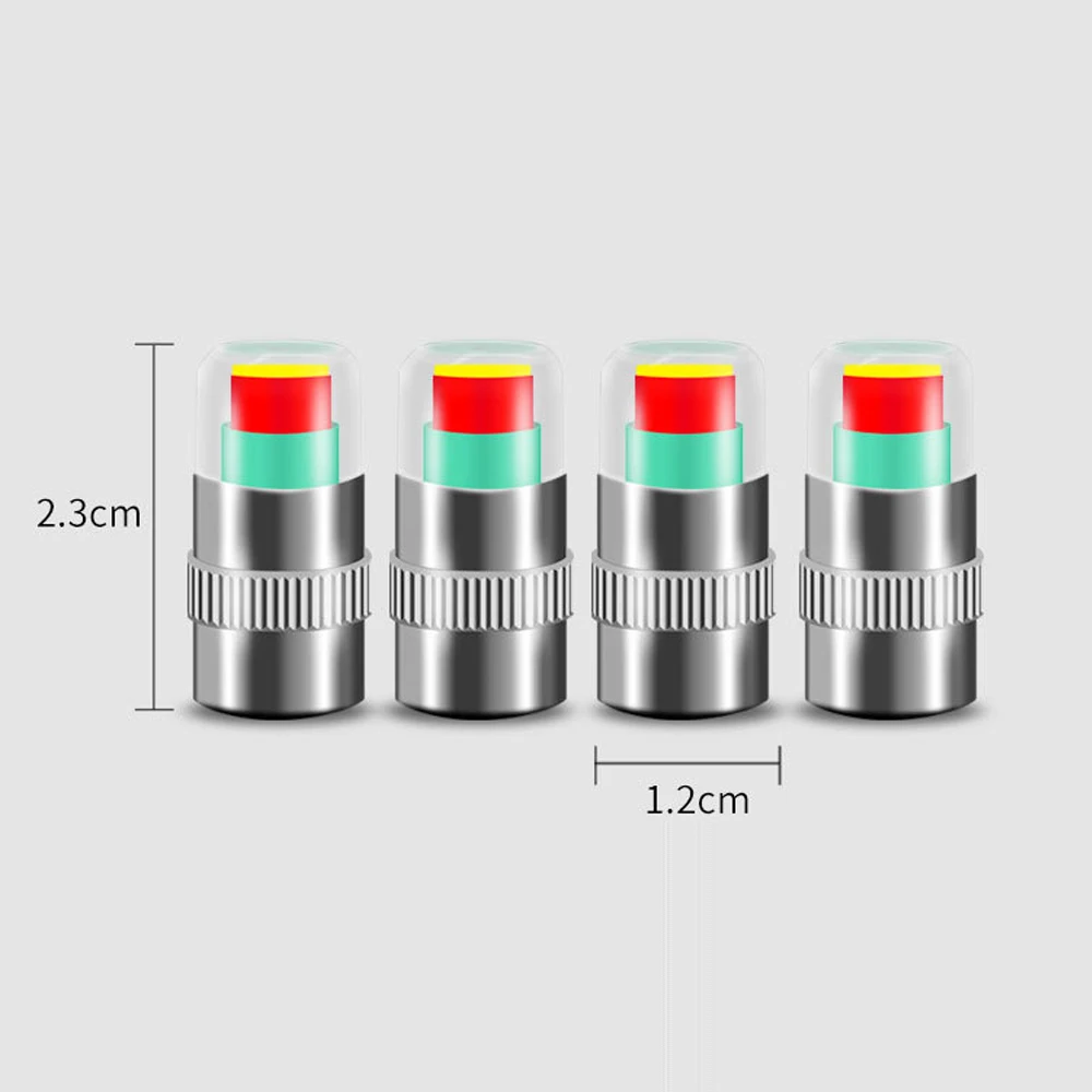 【Plastic 4Pcs Tire Pressure Monitor Valve Stem Cap Sensor Indicator 36 2.4 Bar Air Warning Alert Valve Pressure Diagnostic Kit. 