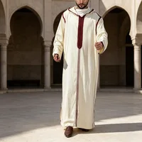 2026 Men's Muslim Hooded Robe Middle Eastern Islamic Arabic Clothing Vintage Loose Long Sleeve Drawstring Fashion Male Robe New