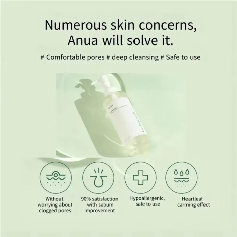 Anua Heartleaf Dual Cleansing 2-in-1 Pore Control Cleansing Oil and Deep Facial Cleanser Double Cleansing Korea Skincare Set 5