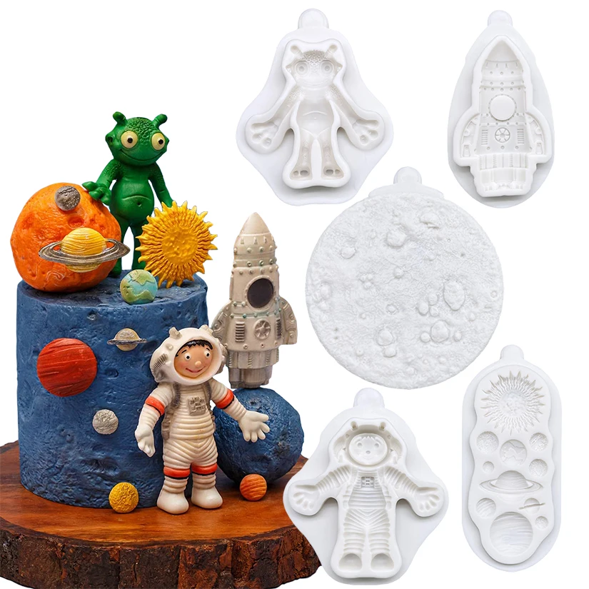 Space Theme Silicone Molds – Astronaut Rocket Planet Molds For Baking & Crafts