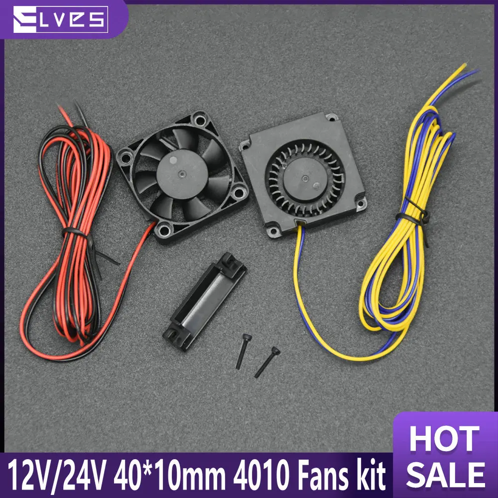 ELVES 3D Printer Parts 12V/24V 40*10mm 4010 Turbo Fan Bearing Blower Radial Cooling Fans For Ender 3/3 V2/ 5 /CR-10