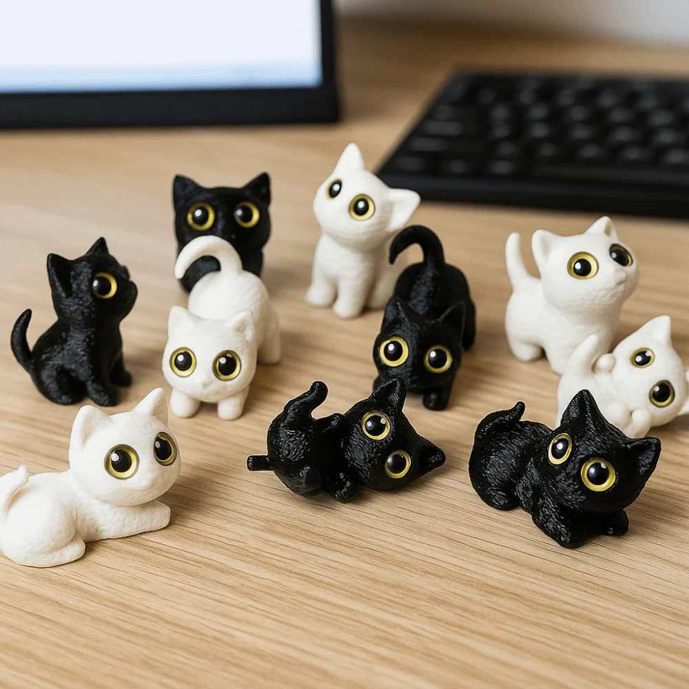 PLA Halloween Cat Anime Figure Model Handicraft 3D Printed Cats Figurines Toys Funny Doll Display Kitten Micro Landscape Crafts