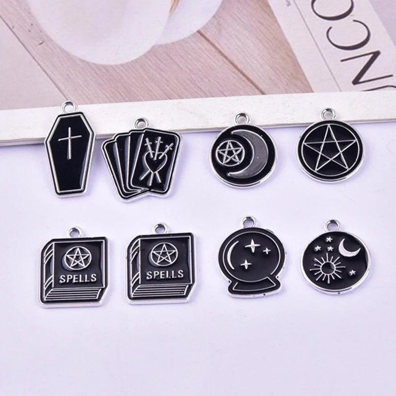 

10pcs Cross Book Enamel Charm for Jewelry Making Supplies SunMoon Star Necklace Pendant Earring Diy Craft Accessories Bulk Metal