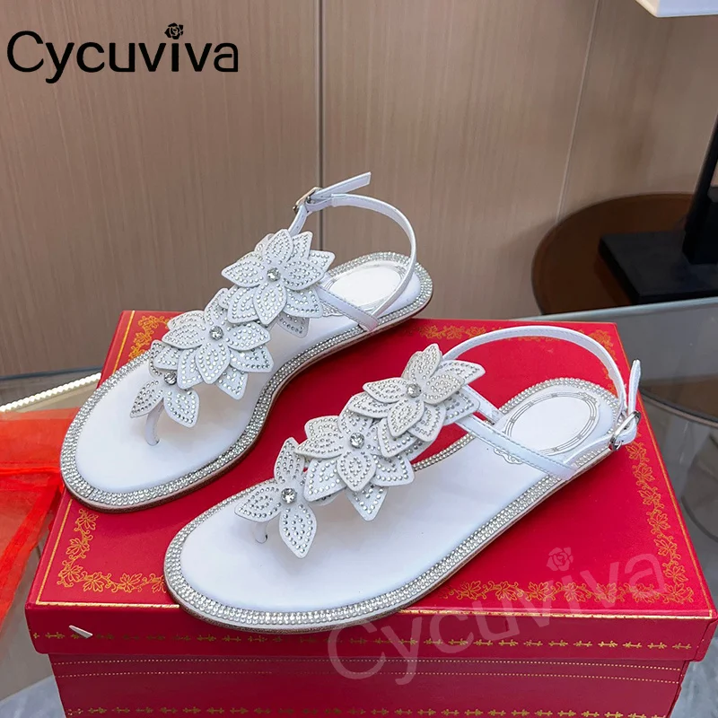 

Summer Holiday Flip Flops Beach Shoes For Women Flower Decor Flat Sandals Women Designer Brand Gladiator Sandals Ladies