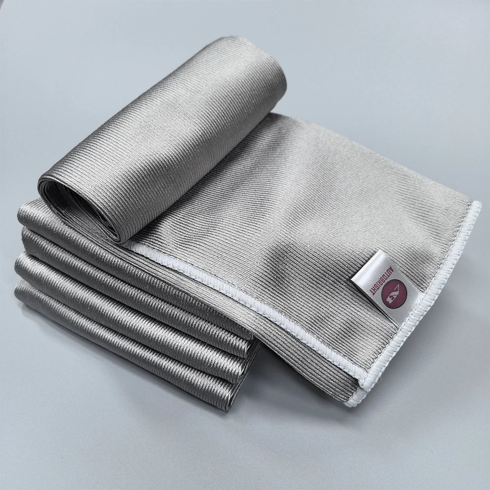 AUTOBRIGHT Gray 40cm x 40cm 400GSM High-Quality Glass Cleaning Towel for Cars Kitchenware Windows Interiors Electronics Cloths 4