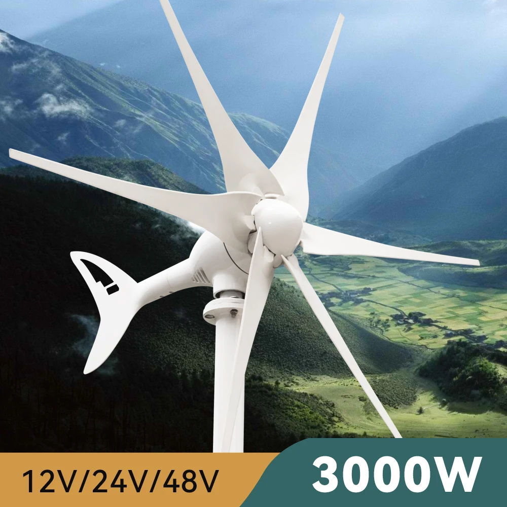 

EU Free Energy Wind Turbine Generators Kit Power 3000w 12v 24v 48v 6 Blades With Mppt Controller Off Grid System For Home Use