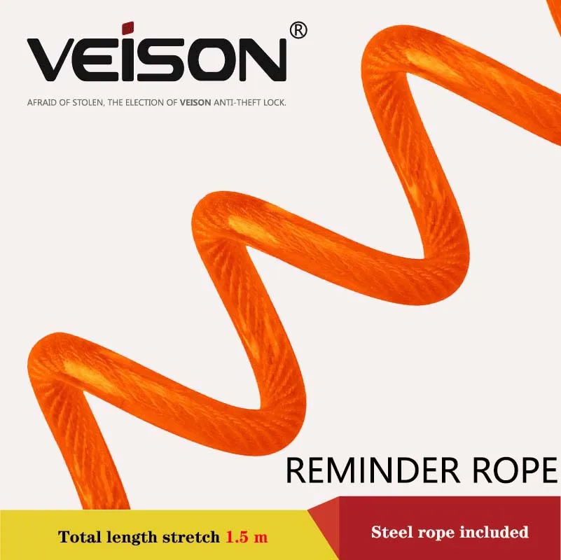 150cm Motorcycle Bike Alarm Disc Lock Reminder Colorful Ropes Antitheft Security Spring Cable Motorbike Disc Lock Reminder Cable lock disc brake alarm accessories