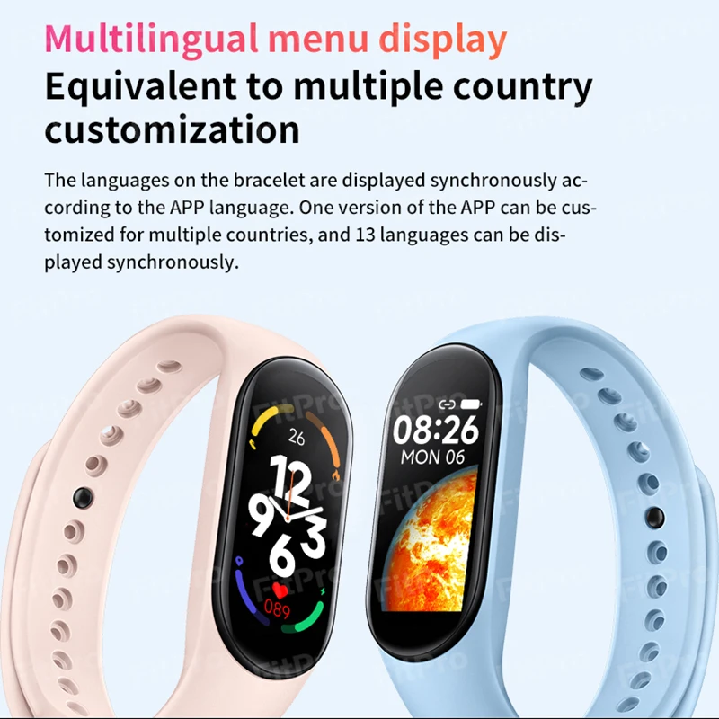 M7 impermeável relógio inteligente para homens e mulheres, rastreador de fitness, freqüência cardíaca, monitor de pressão arterial, smartwatch esportivo, banda inteligente