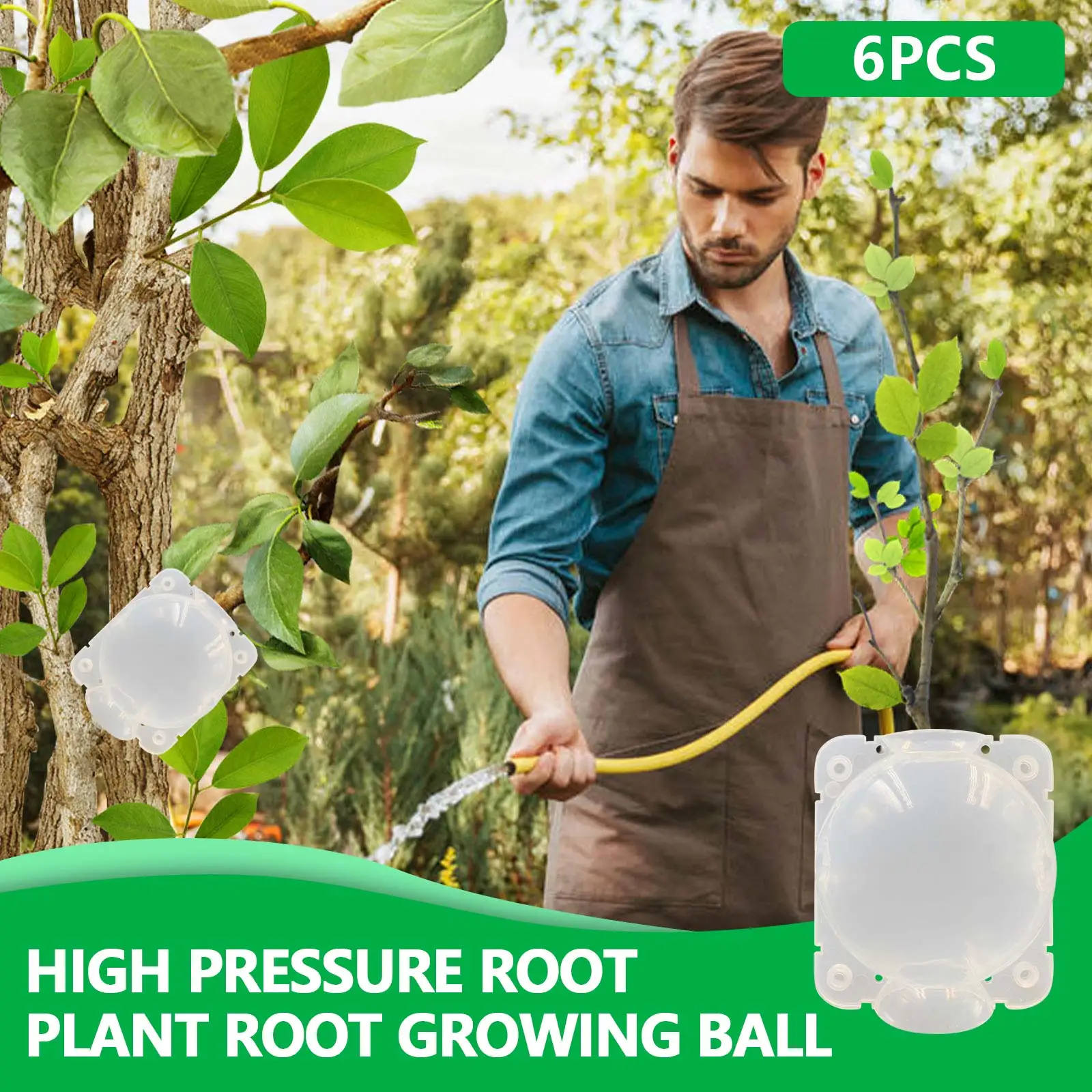 6Pcs Plant Root Growing Box Ball Propagation Grafting Device Rooting High Pressure Box Breeding Reproduction Case with Ties