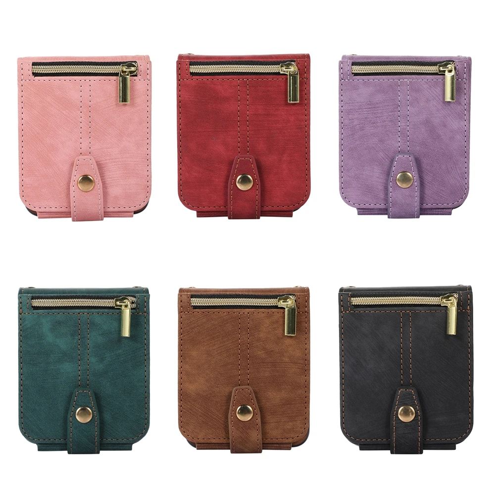 Crossbody Leather Wallet Case with Zipper Phone Cover & Lanyard Strap