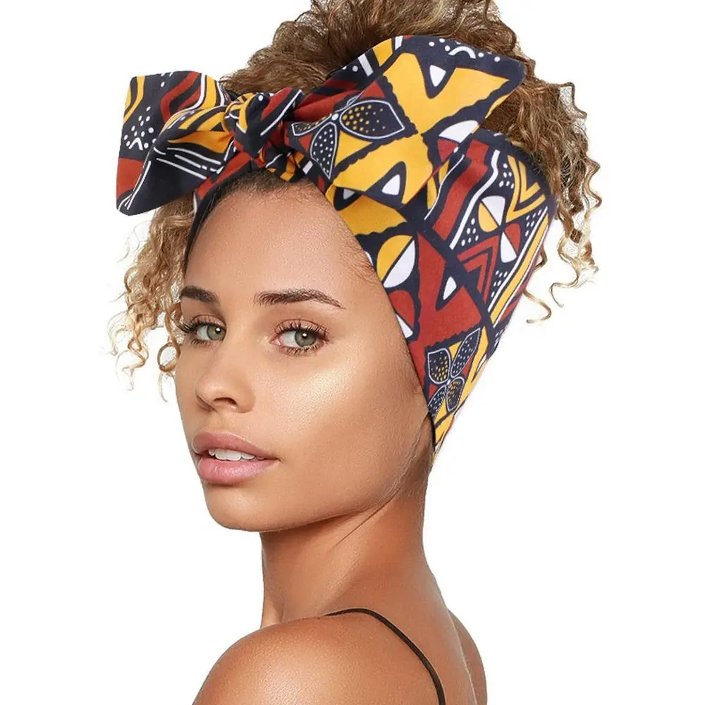 African Print Polyester Headband for Women Yoga Sports