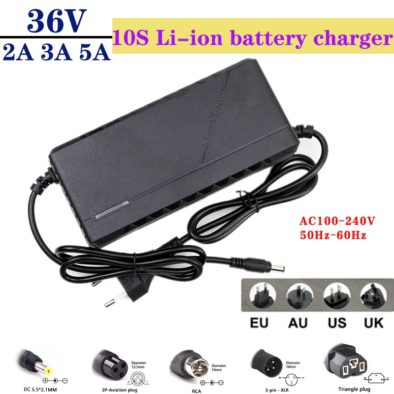 

36v 2a 3a 5a Lithium Electric E-Bike Charger 42v 2a 3a 5a 10s E-Bike Scooter Bicycle Li-ion Charger with DC Connection