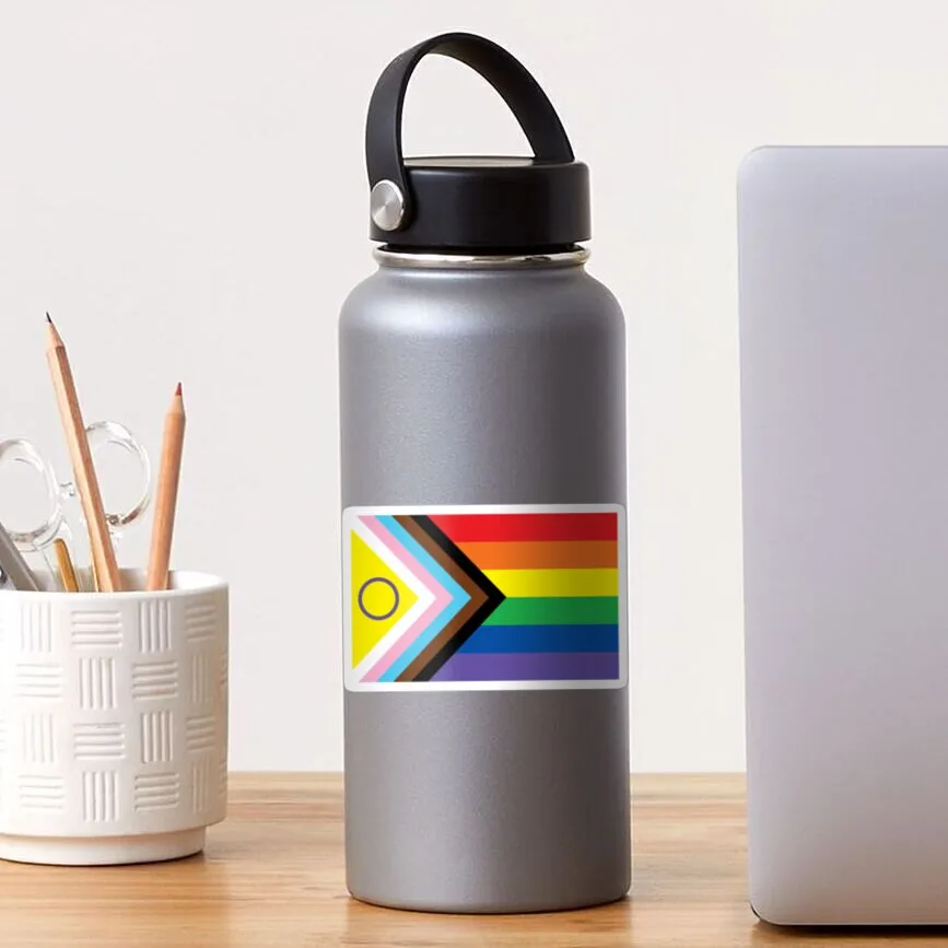 

New 2021 Intersex-Inclusive Progress Pride Flag Sticker for Laptop Public Suitcase