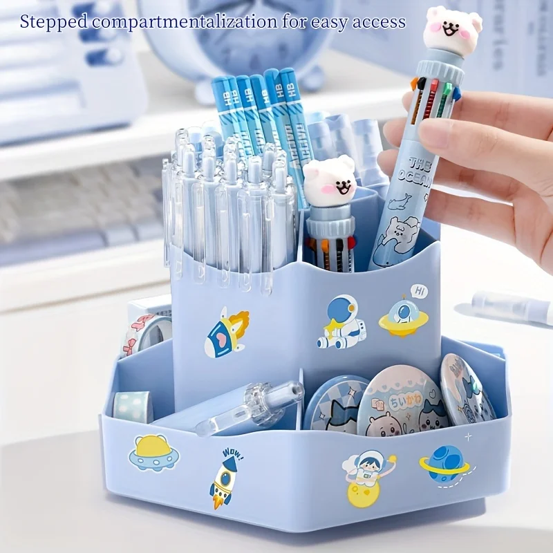 Desk Organizer 360-Degree Rotating Desk Organizer Large Capacity Multi-Functional Storage Office Supplies Cosmetics Pens & Markers