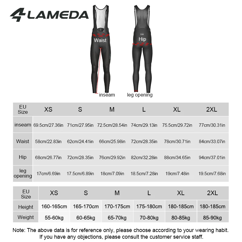 LAMEDA Winter Cycling Trousers Men's Windproof Bib Riding Trousers Fleece Warm Outdoor Road Bike Cycling