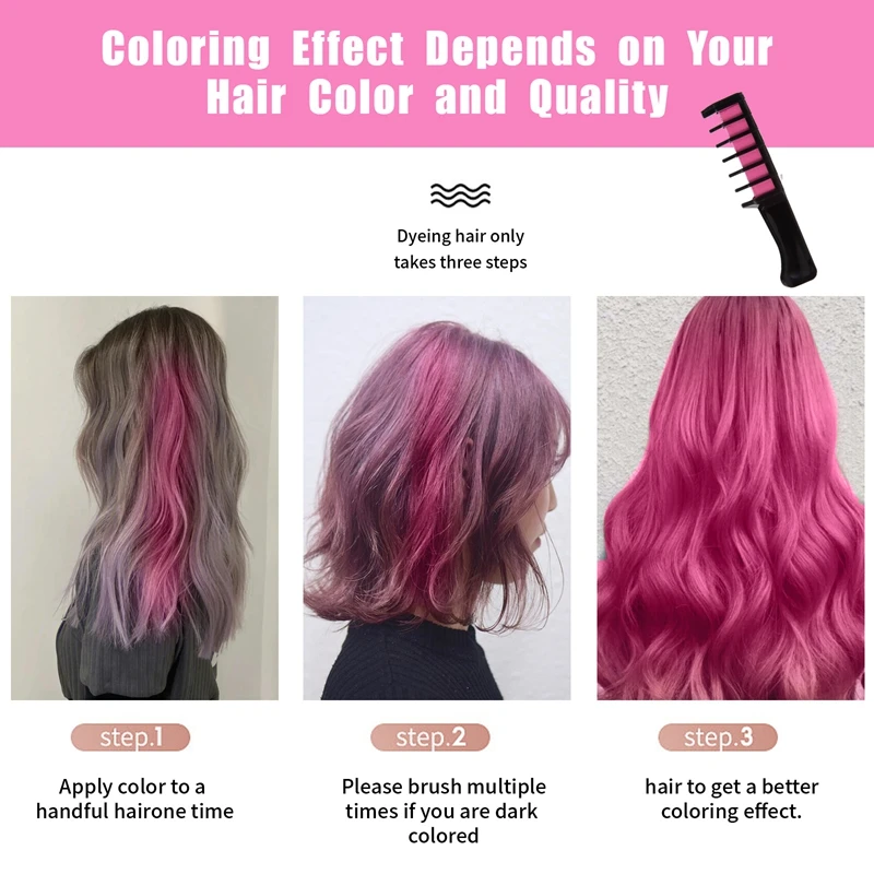 다색 머리 염색 빗 세트, 패션 메이크업 장난감 키트, 일회용 머리 염색 빗, 소녀 미용 빗 장난감