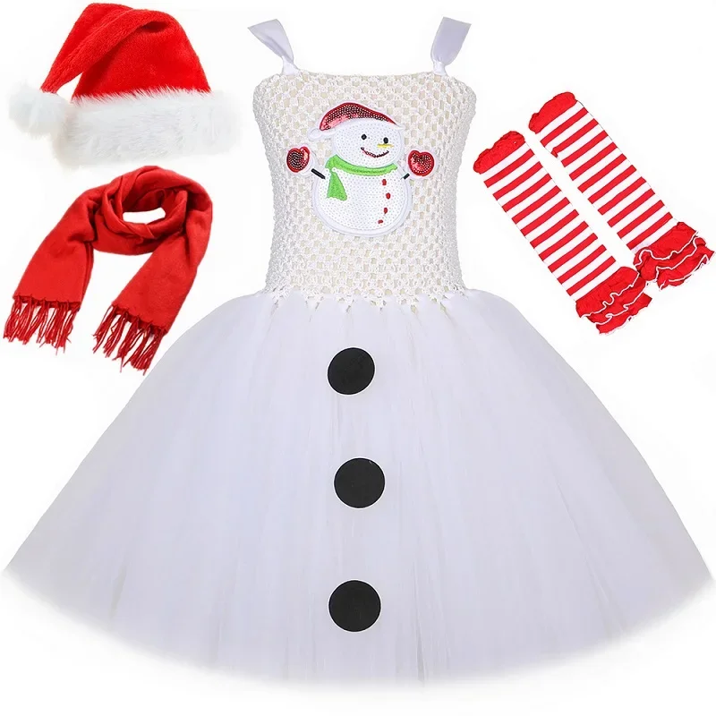 thumbnail image 1 of Disfraz de muñeco de nieve para niñas, vestido de tutú blanco para niños, ropa de Navidad, atuendo para niños, fiesta de Navidad, disfraz de muñeco de nieve, vestidos de princesa, 1 of 5