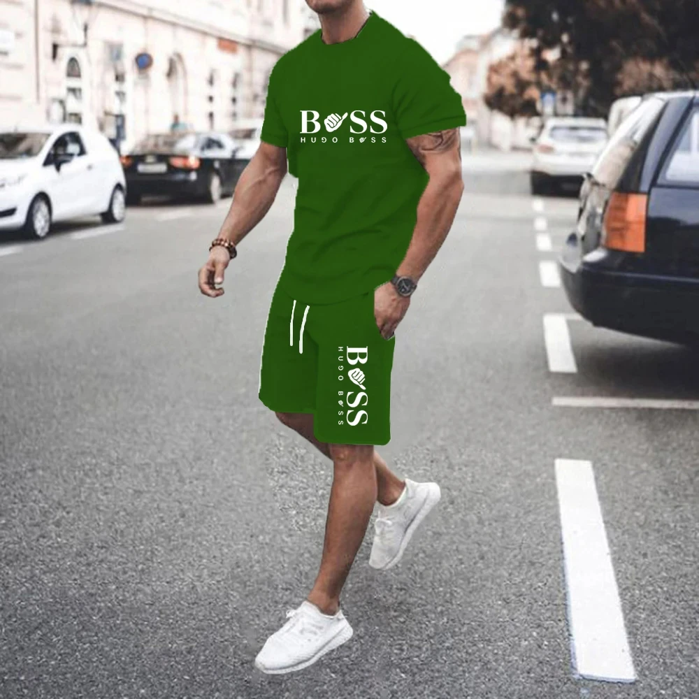 New Summer 2024 Men's set Explosive Super Hot Casual Fashion Sportswear 3d Digital Printed Men's Short-sleeved T-shirt Suit