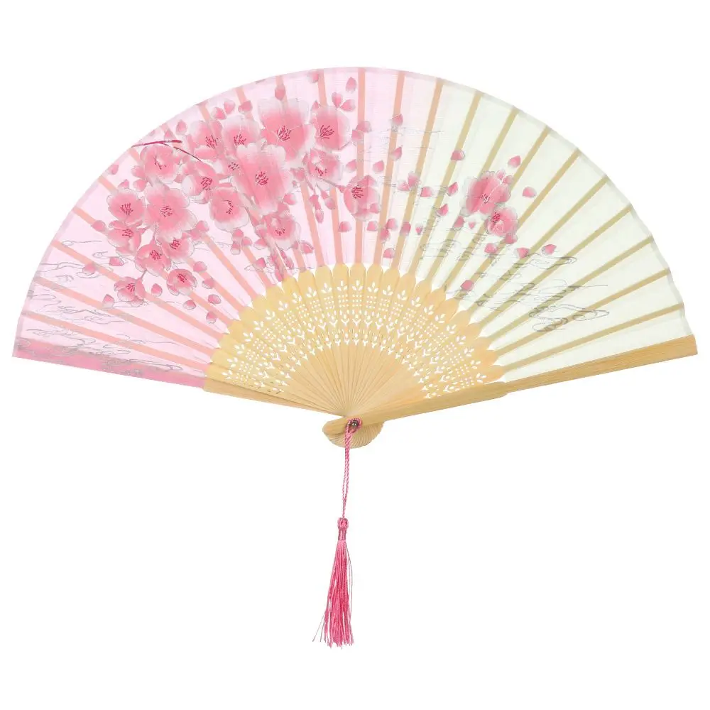 Elegant Bamboo Antique Folding Fan with Floral Design