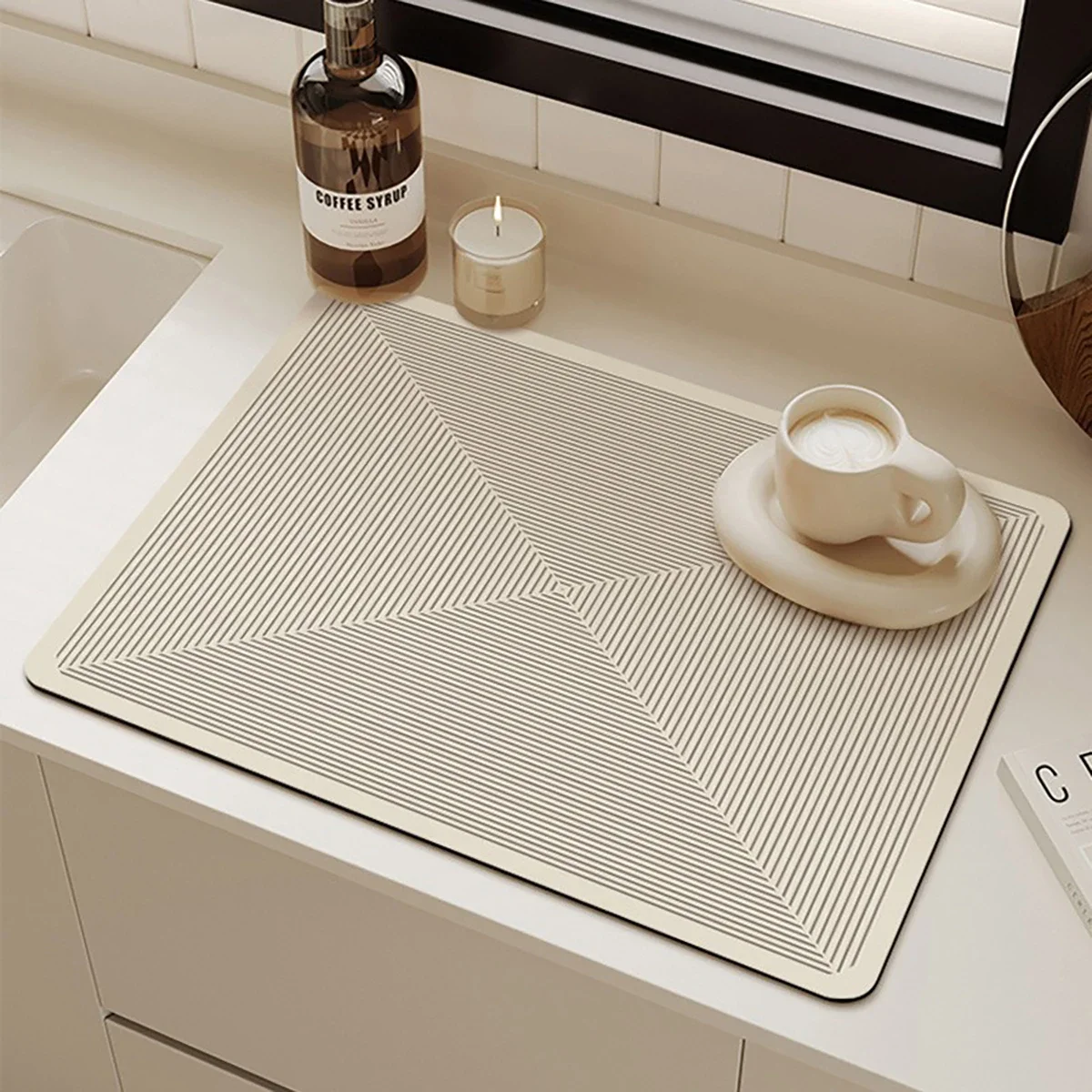 Kitchen Mat Diatomite Tableware Drainer Super Absorbent Coffee Carpet Drainage Mat Non Slip Bath Mat Drying Tableware Mat