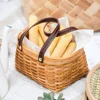 Woven Picnic Basket Multipurpose Totes Gifts Baskets Bamboo Chip Storage Basket With Handle Food Sundry Container Organizer 5