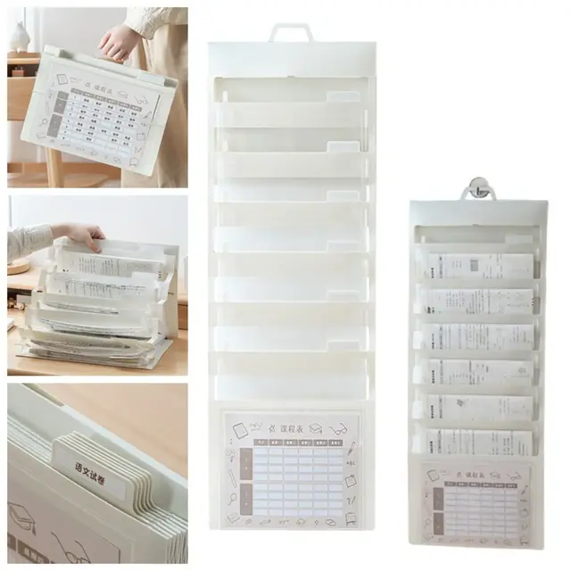 Portable Wall Hanging File Organizers Large Capacity With Handle Expanding File Folder Multi Layer Letter Size 1