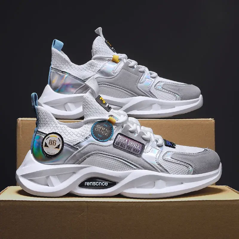 

Men Casual Sneakers Solid Color Applique Harajuku Style Outdoor Sports Shoes High Quality Fashion Designers Trendy Walking Shoes