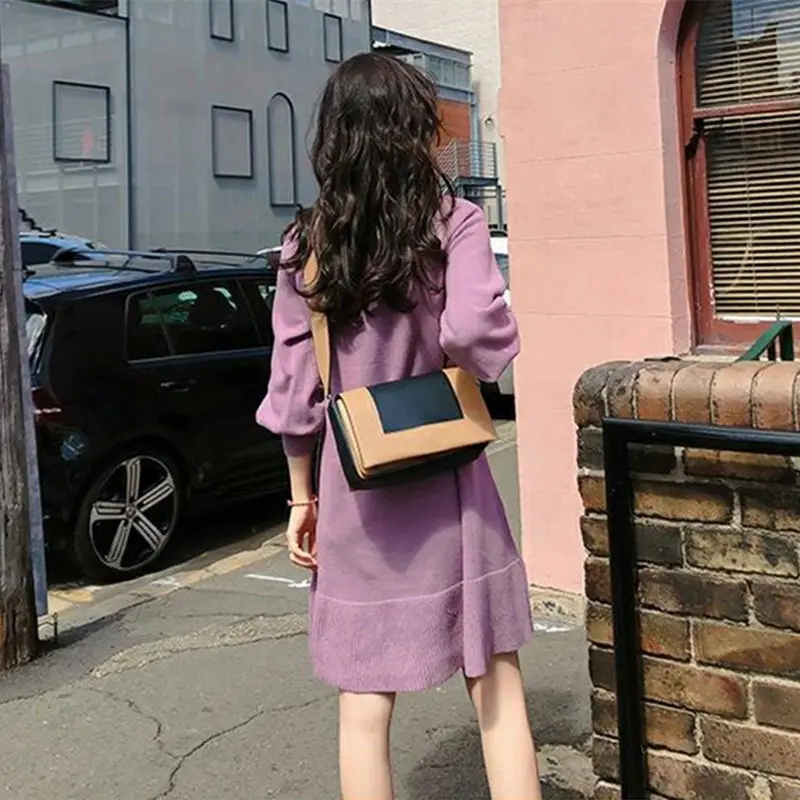 임산부 패션 드레스, 가을 겨울 스웨터, 임산부 의류, 사이즈 S-2XL, 느슨한 보터밍 니트 의류