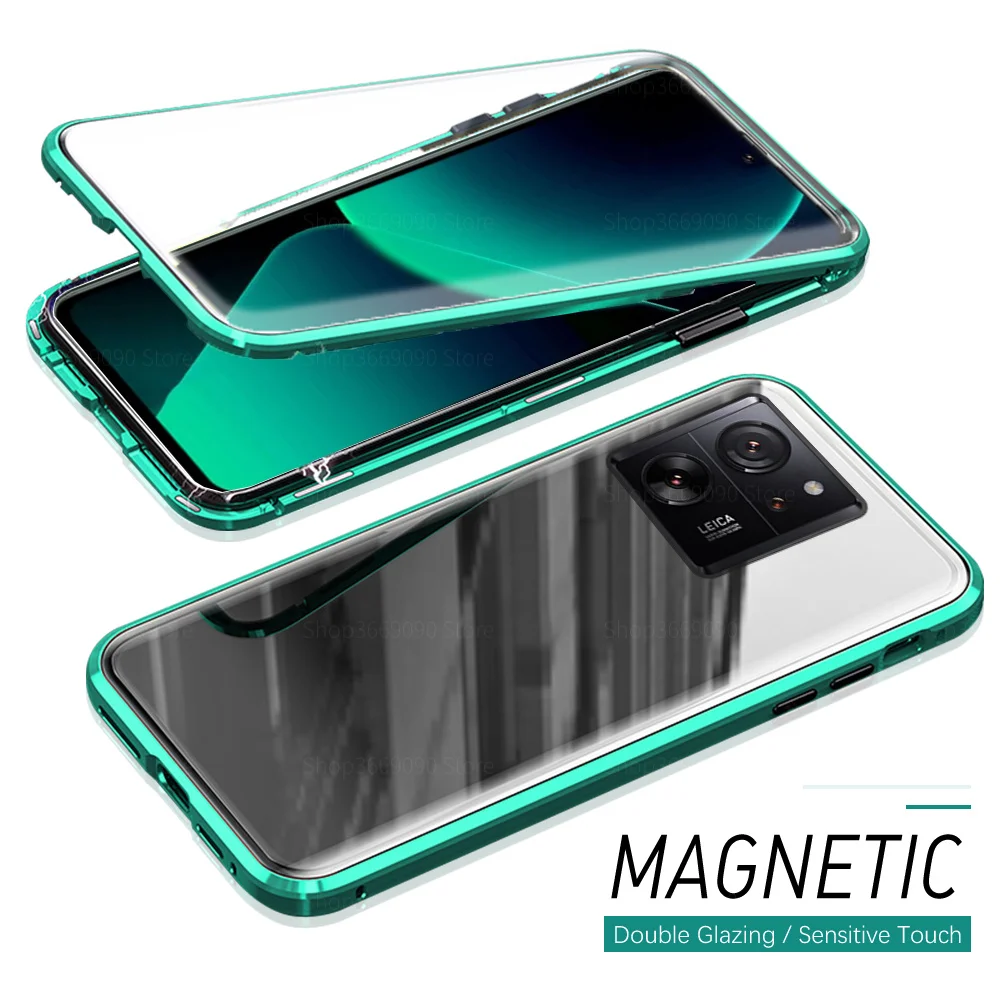 

Металлический магнитный чехол для телефона Xiao mi 13T Pro, 360 °, двухсторонний стеклянный флип-Корпус для Xiaomi13T Mi 13T Mi13T Pro 5G 6,67 дюймов