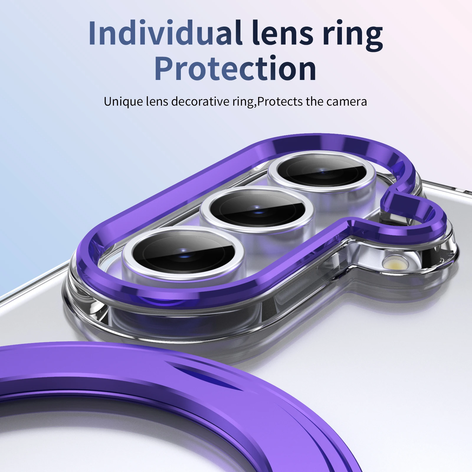HD Clear 360° Swivel Ring Tempered Glass Wireless Charging Case