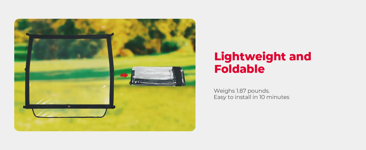 Description Picture 5 of itemKEMIMOTO Foldable Golf Cart Windshield for Club Car DS Tempo Precedent Portable Lightweight PVC 600D Front Windscreen