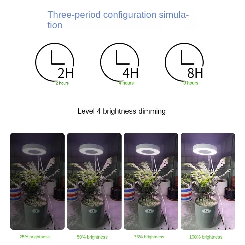 GUHAOOL LED Plantenlamp, Plantenlamp Met Volledig Spectrum, In Hoogte Verstelbaar 48 Led S Plantenlicht Timer 3 9 12 Uur Usb Adapter 3 Lichtmodi En 9 Helderheid Voor Kamerplanten Wit 690399291