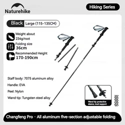 Ultralight Carbon Fiber Trekking Pole - Folding Hiking Cane (Black - Large)