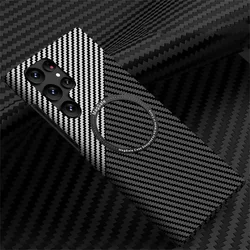 Sleek Carbon Fiber Magnetic Case with MagSafe Technology - S25 (Black and Silver)