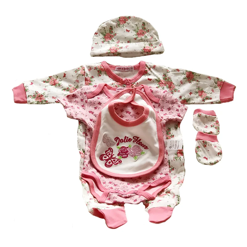 Bebe Reborn 점프수트, 사이즈 44-55cm, 인형, 사랑스러운 6 세트, 코튼 의상