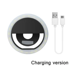 Enhanced LED Selfie Ring Light with Mobile Phone Clip Attachment (Black)