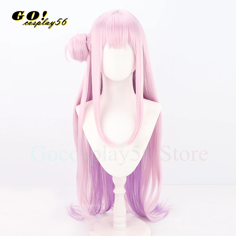 Blue Archive Misono Mika Cosplay Wig Bun 85cm Light Pink Purple Long Straight Synthetic Hair Project MX Girls Headwear