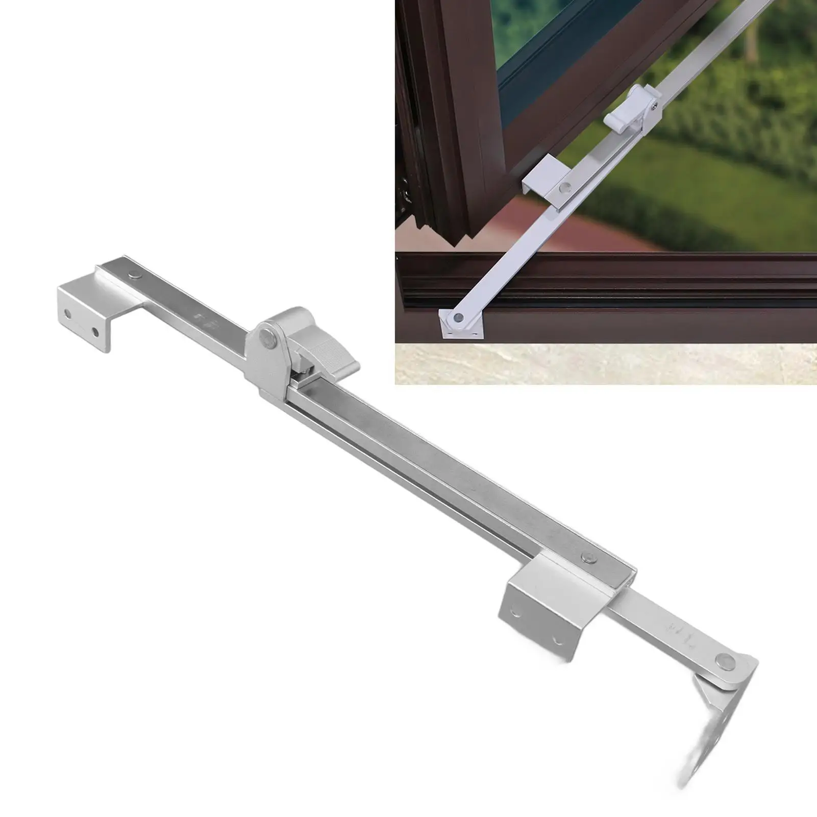 Adjustable T-Shaped Aluminum Alloy Window Wind Brace-Easy Install Silver Casement Hinge for office Use