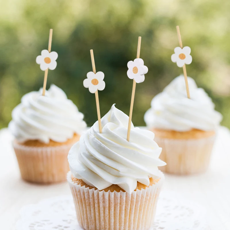 100 Stücke Gänseblümchen Blume Bambus Essen Picks Einweg Dessert Obst Gabeln Kinder Geburtstag Party Hochzeit Liefert Baby Dusche Dekoration – Detail 2