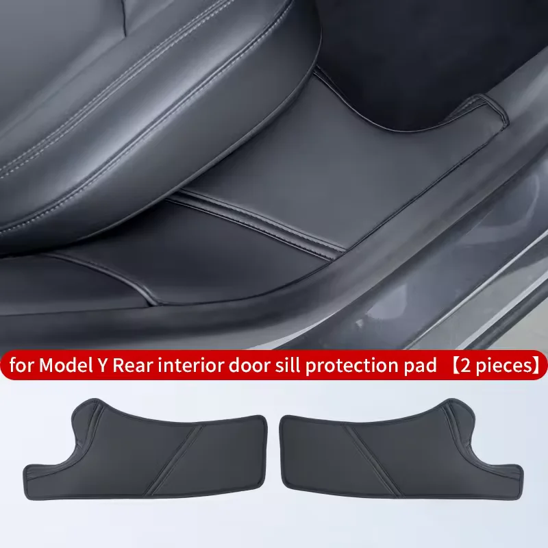 Ensemble de Protection de seuil de porte de voiture pour Tesla modèle Y, en cuir microfibre, anti-rayures, coussinet de Protection de seuil, bande de Protection intérieure