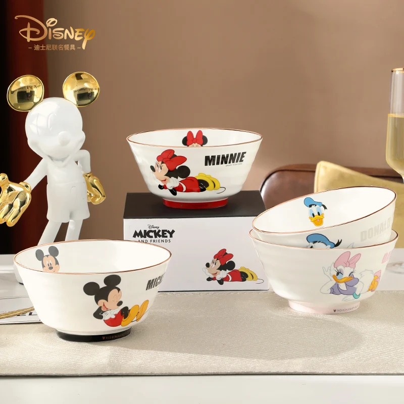 Disney Mickey Mouse Minnie Mouse Donald Duck Daisy Duck Cartoon Cute Creative Ramen Bowl Large Home Ceramics Fruit Noodle Bowl
