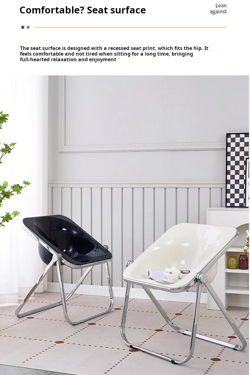 Description Picture 4 of itemINS design Folding stool Transparent acrylic living room chair Terrace outdoor Folding chairs mid century makeup Stool Portable