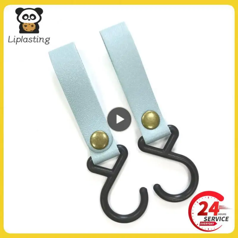 

Outdoor Baby Bag Stroller Hook PU Leather Strap S Hooks with Plastic Carabiners Stroller Accessories for Pram Stroller P31B